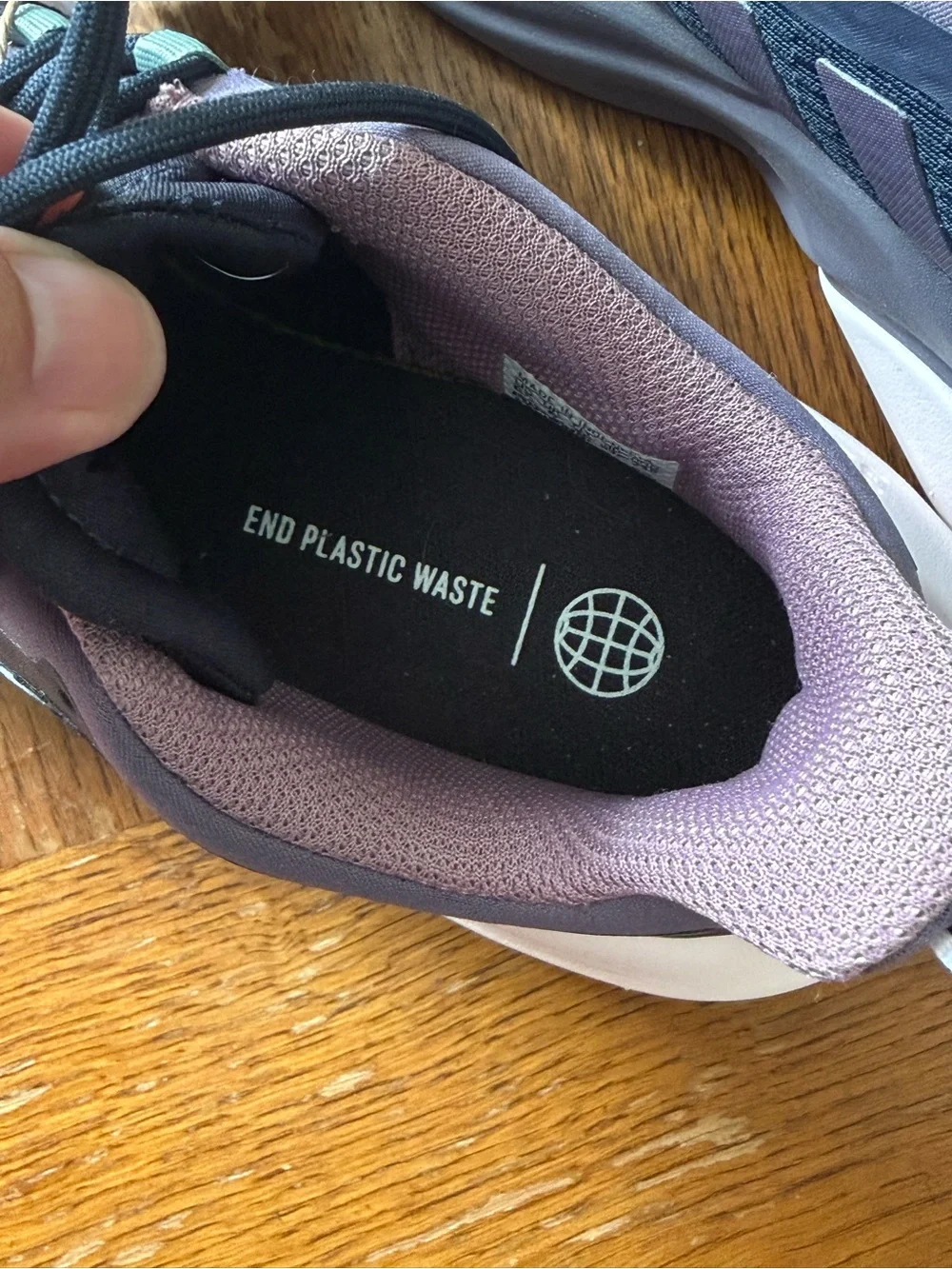 adidas Alphabounce+ Athletic Sneakers in Navy with Mauve and Mint Accents Sz 6.5